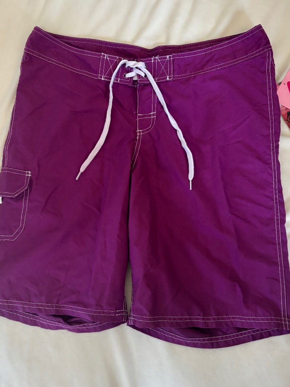 Kami Surf Board Shorts Marina Purple Lightweight Pocket Tie Women Size 12 NWT
